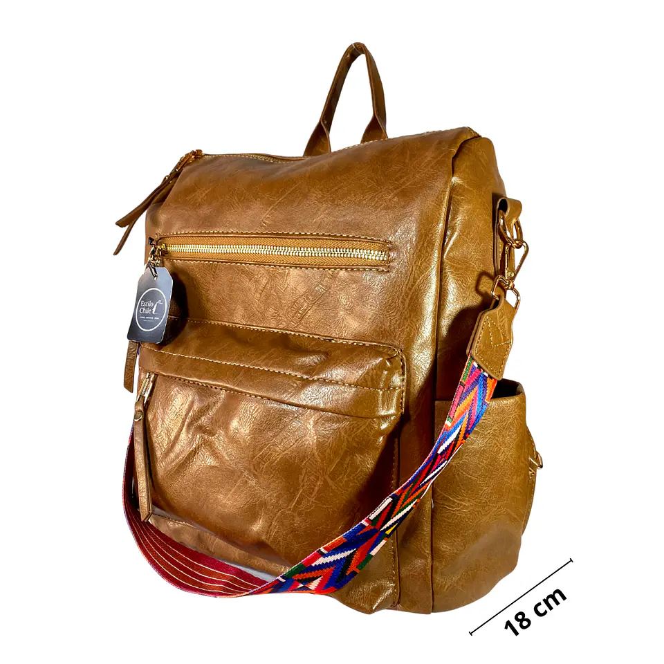 Mochila y Cartera Impermeable Café (Capacidad Pc 14