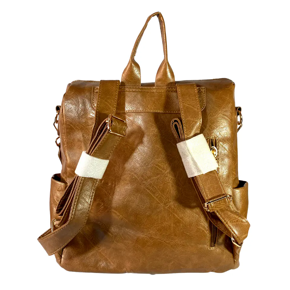 Mochila y Cartera Impermeable Café (Capacidad Pc 14