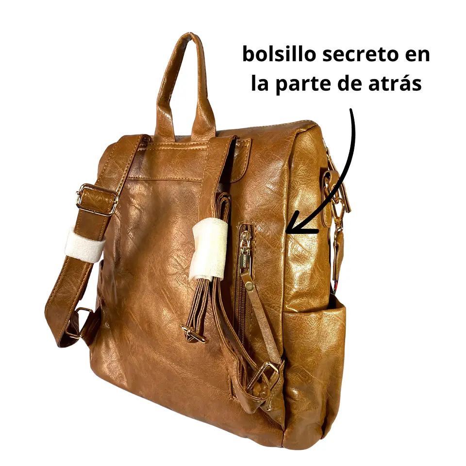 Mochila y Cartera Impermeable Café (Capacidad Pc 14