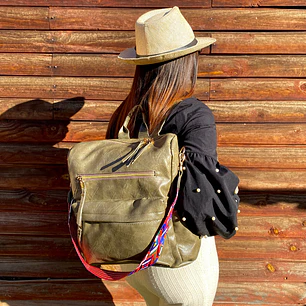 Mochila y Cartera Impermeable Verde (Capacidad Pc 14