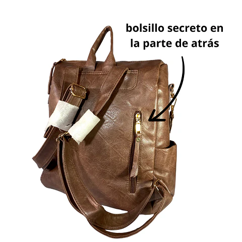 Mochila y Cartera Impermeable Café Oscuro (Capacidad Pc 14