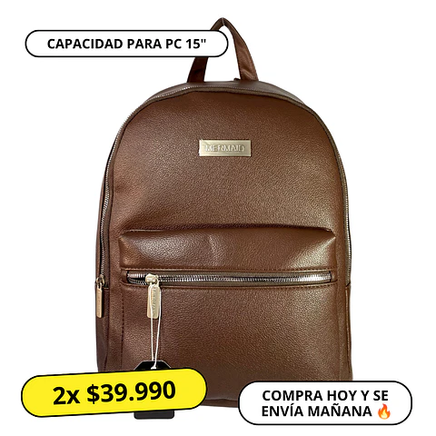 Mochila Impermeable Café (Capacidad Pc 15