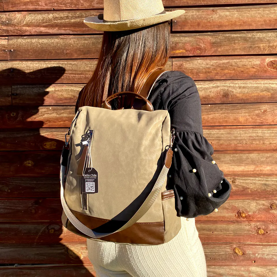 Mochila y Cartera Antirrobo Beige Mujer 2