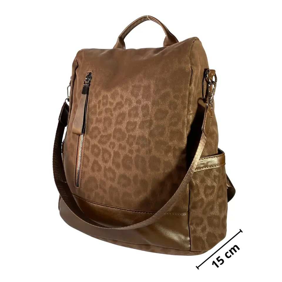 Mochila y Cartera Antirrobo Café Mujer 4