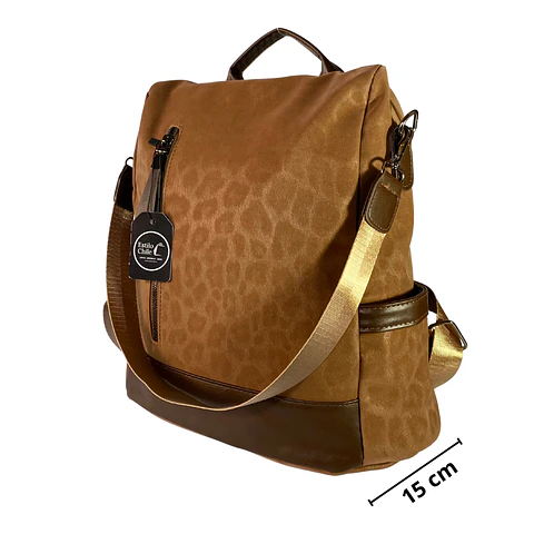 Mochila y Cartera Antirrobo Café Mujer 5