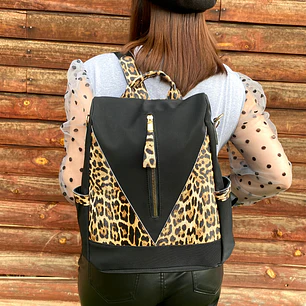 Mochila y Cartera Antirrobo Animal Print Negra