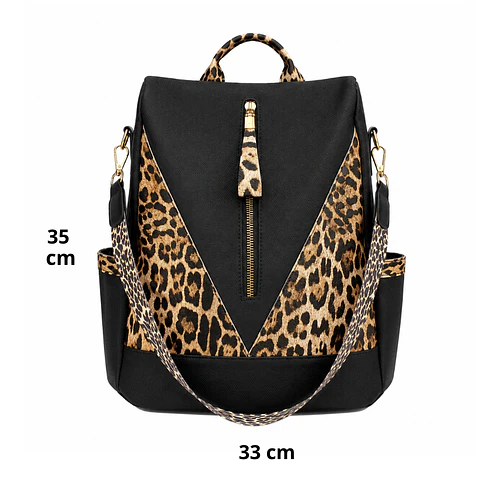 Mochila y Cartera Antirrobo Animal Print Negra 4