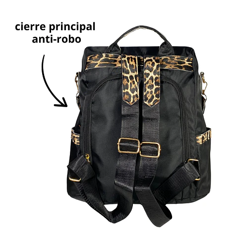 Mochila y Cartera Antirrobo Animal Print Negra 5