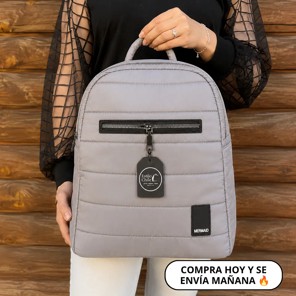 Mochila Puff Gris 1