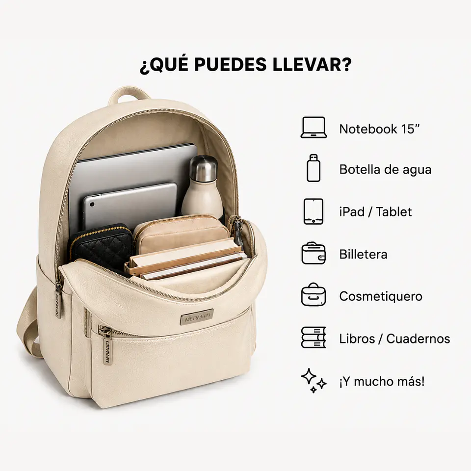 Mochila Impermeable Blanca (Capacidad Pc 15