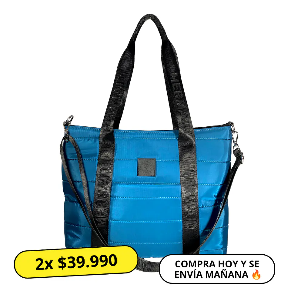 Bolso Tote puff azul (Capacidad para Pc 14