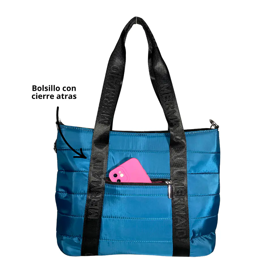 Bolso Tote puff azul (Capacidad para Pc 14