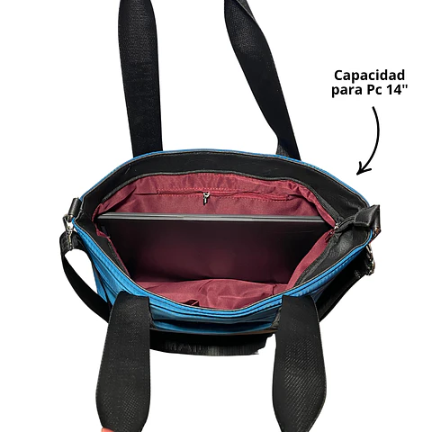 Bolso Tote puff azul (Capacidad para Pc 14
