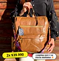 Mochila y Cartera Impermeable Café (Capacidad Pc 14