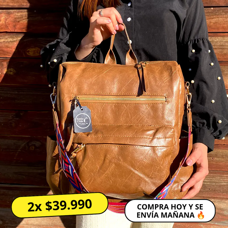 Mochila y Cartera Impermeable Café (Capacidad Pc 14