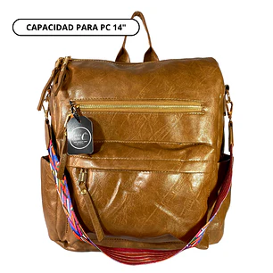 Mochila y Cartera Impermeable Café (Capacidad Pc 14