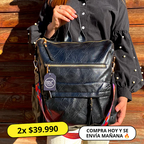 Mochila y Cartera Impermeable Negra (Capacidad Pc 14