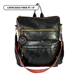Mochila y Cartera Impermeable Negra (Capacidad Pc 14