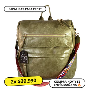 Mochila y Cartera Impermeable Verde (Capacidad Pc 14