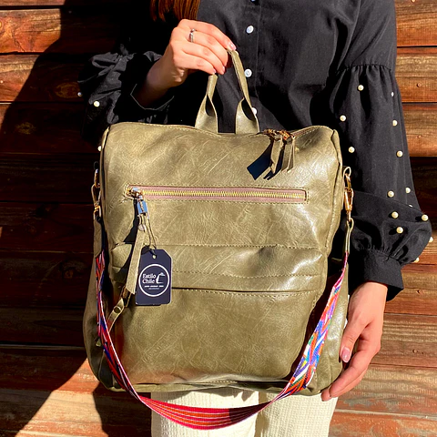 Mochila y Cartera Impermeable Verde (Capacidad Pc 14