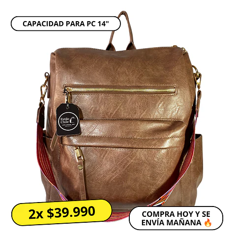 Mochila y Cartera Impermeable Café Oscuro (Capacidad Pc 14