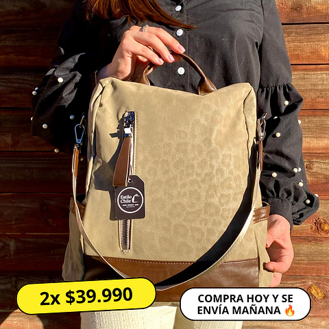 Mochila y Cartera Antirrobo Beige Mujer 1