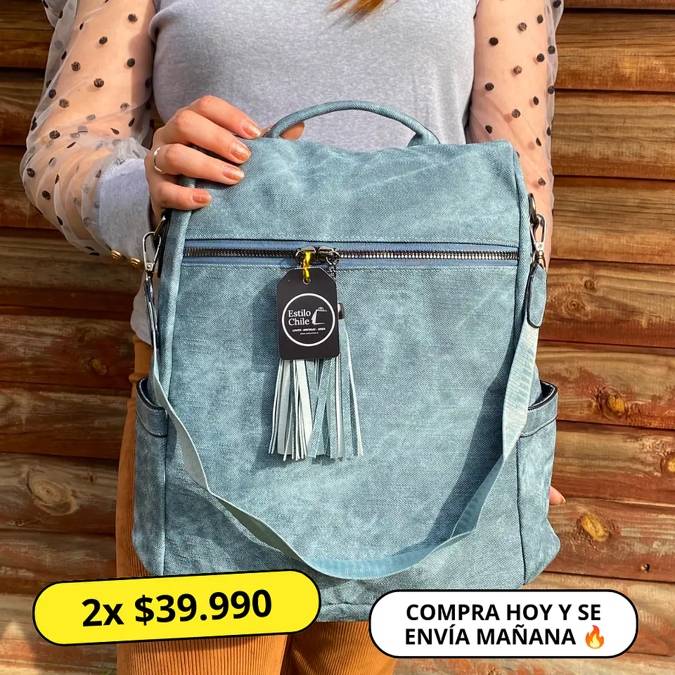 Mochila y Cartera Antirrobo de Jeans Azul Mujer 1