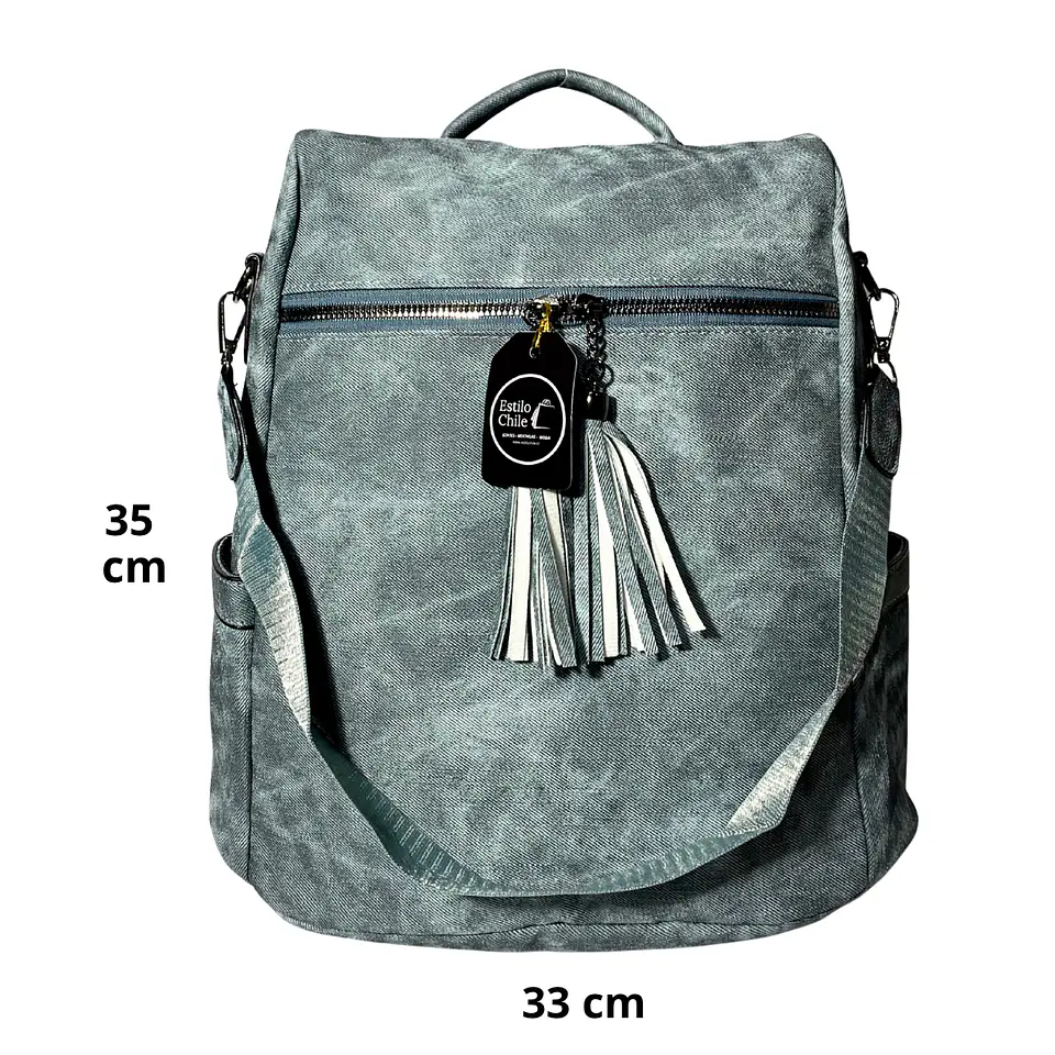 Mochila y Cartera Antirrobo de Jeans Azul Mujer 3