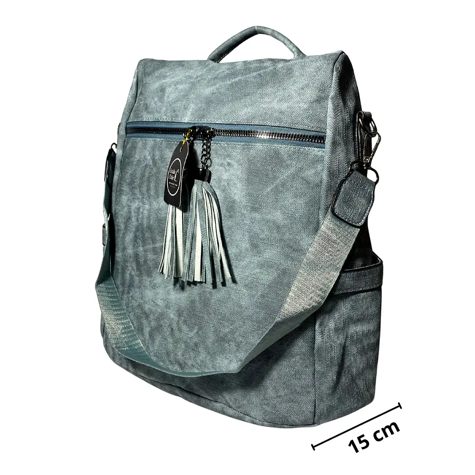 Mochila y Cartera Antirrobo de Jeans Azul Mujer 4