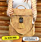 Mochila y Cartera Antirrobo de Jeans Café Mujer - Miniatura 1