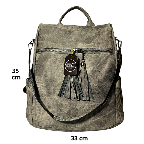 Mochila y Cartera Antirrobo de Jeans Gris Mujer 3