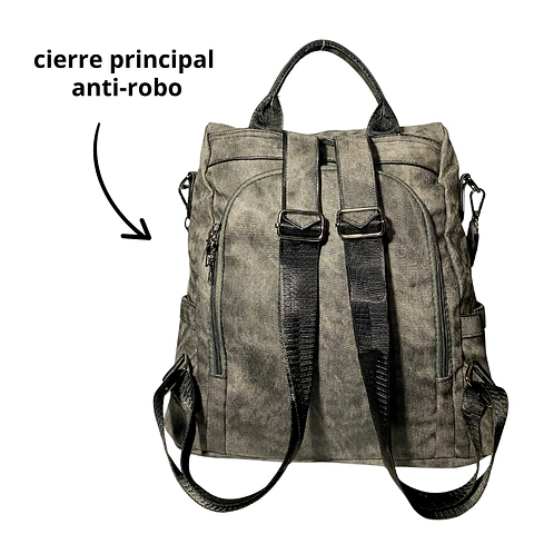 Mochila y Cartera Antirrobo de Jeans Gris Mujer 5