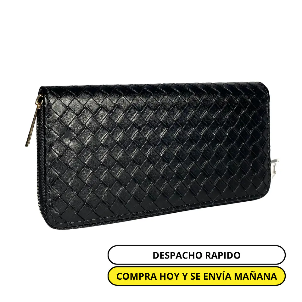Billetera Negra Texturizada Grande  1