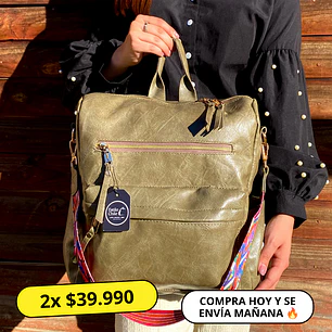 Mochila y Cartera Impermeable Verde (Capacidad Pc 14