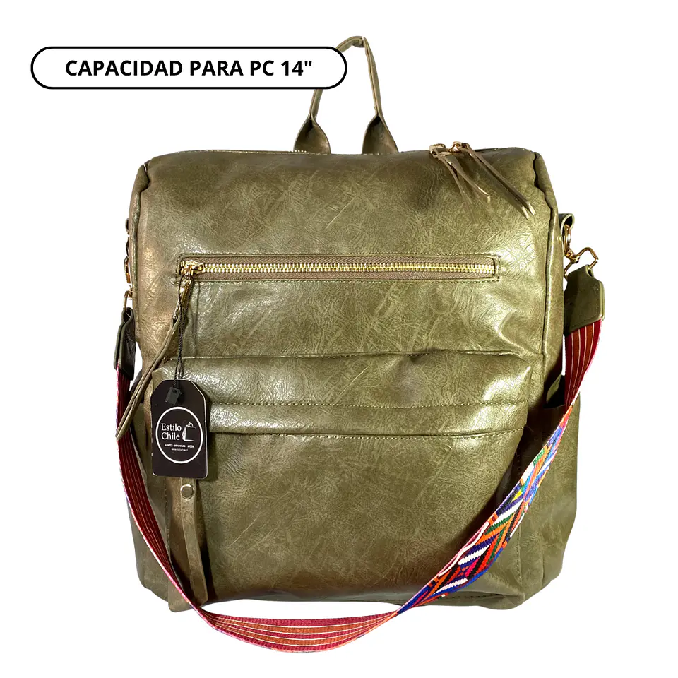Mochila y Cartera Impermeable Verde (Capacidad Pc 14