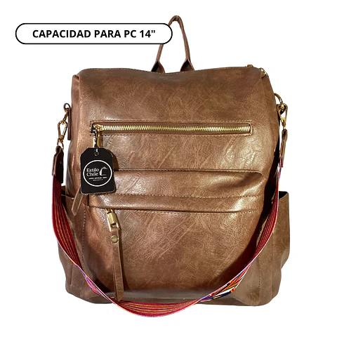 Mochila y Cartera Impermeable Café Oscuro (Capacidad Pc 14