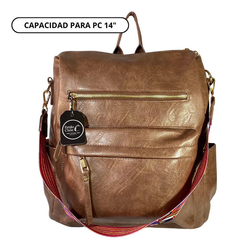 Mochila y Cartera Impermeable Café Oscuro (Capacidad Pc 14