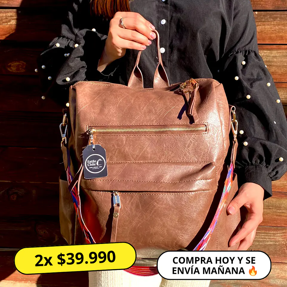 Mochila y Cartera Impermeable Café Oscuro (Capacidad Pc 14