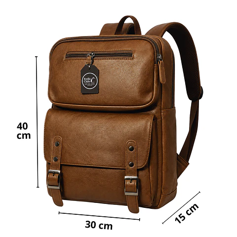 Mochila Impermeable Café Eco Cuero Hombre (Capacidad Pc hasta 16