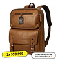 Mochila Impermeable Café Eco Cuero Hombre (Capacidad Pc hasta 16