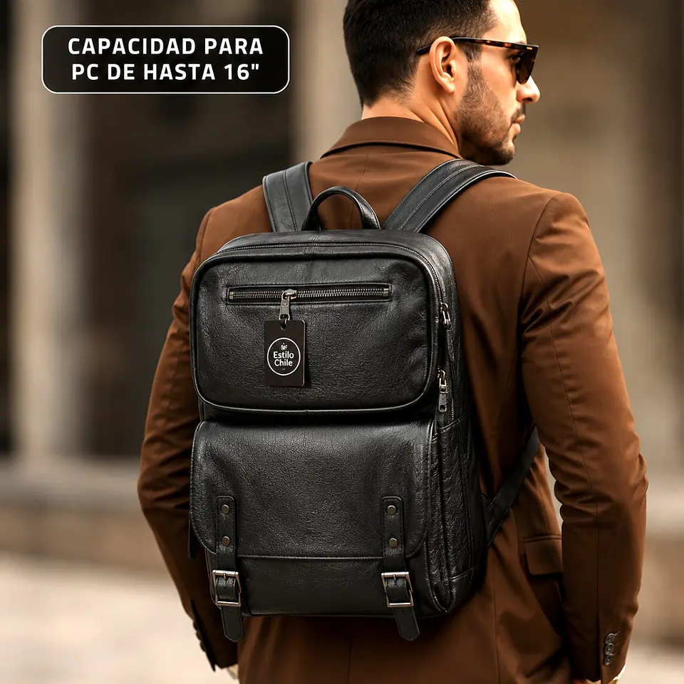 Mochila Impermeable Eco Cuero (Capacidad Pc hasta 16