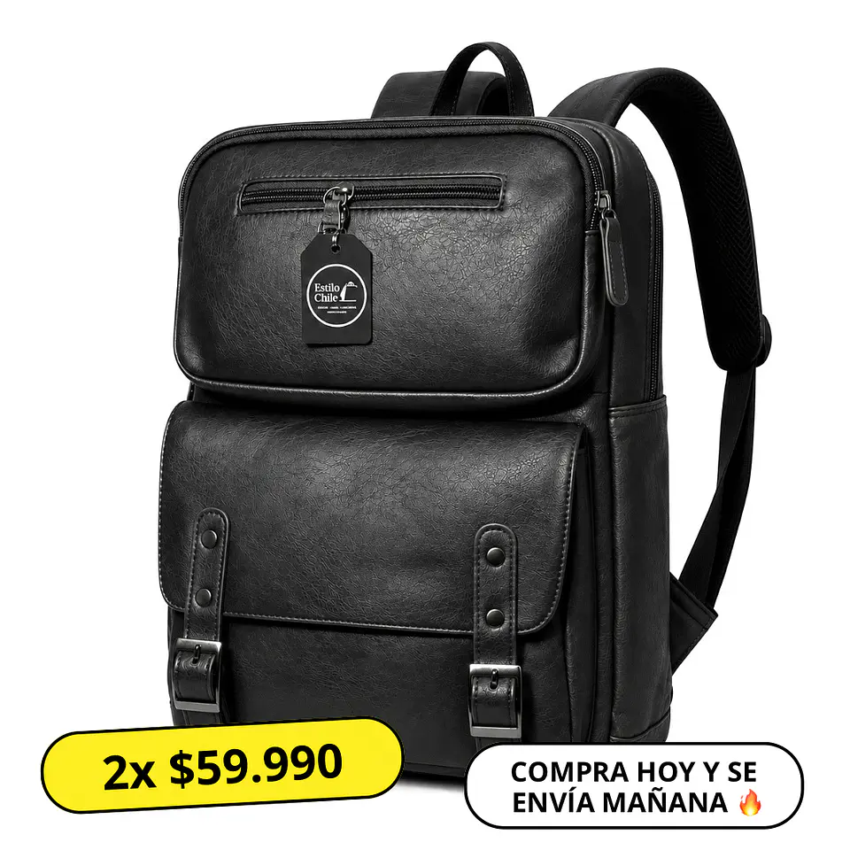 Mochila Impermeable Eco Cuero (Capacidad Pc hasta 16