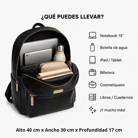 Mochila Impermeable (Con Capacidad Pc 15") Negra