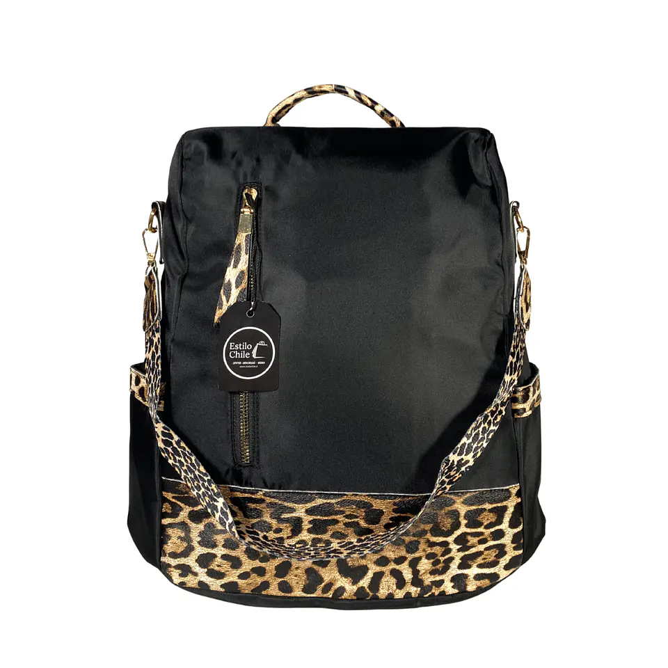 Mochila y Cartera Antirrobo Animal Print Negra  3