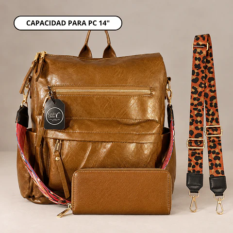 Pack: Mochila y Cartera (Pc 14") + Straps + Billetera Grande