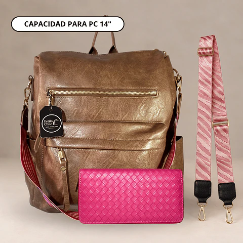 Pack: Mochila y Cartera (Pc 14") + Straps + Billetera Grande
