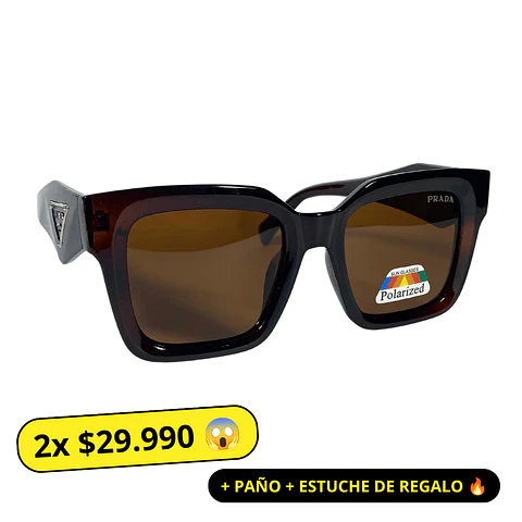 Lentes de Sol Premium Prada AAA Café Polarizados Mujer