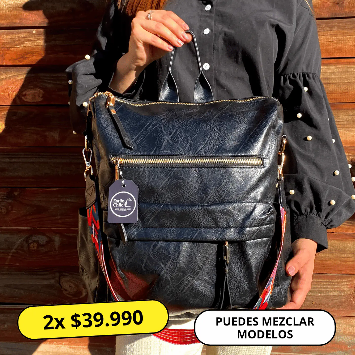 Mochila y Cartera Impermeable Negra (Con capacidad para Pc 14