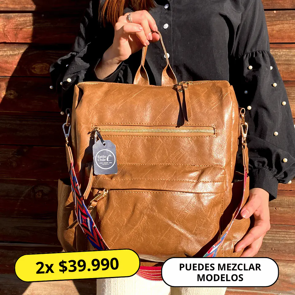 Mochila y Cartera Impermeable Café (Capacidad Pc 14