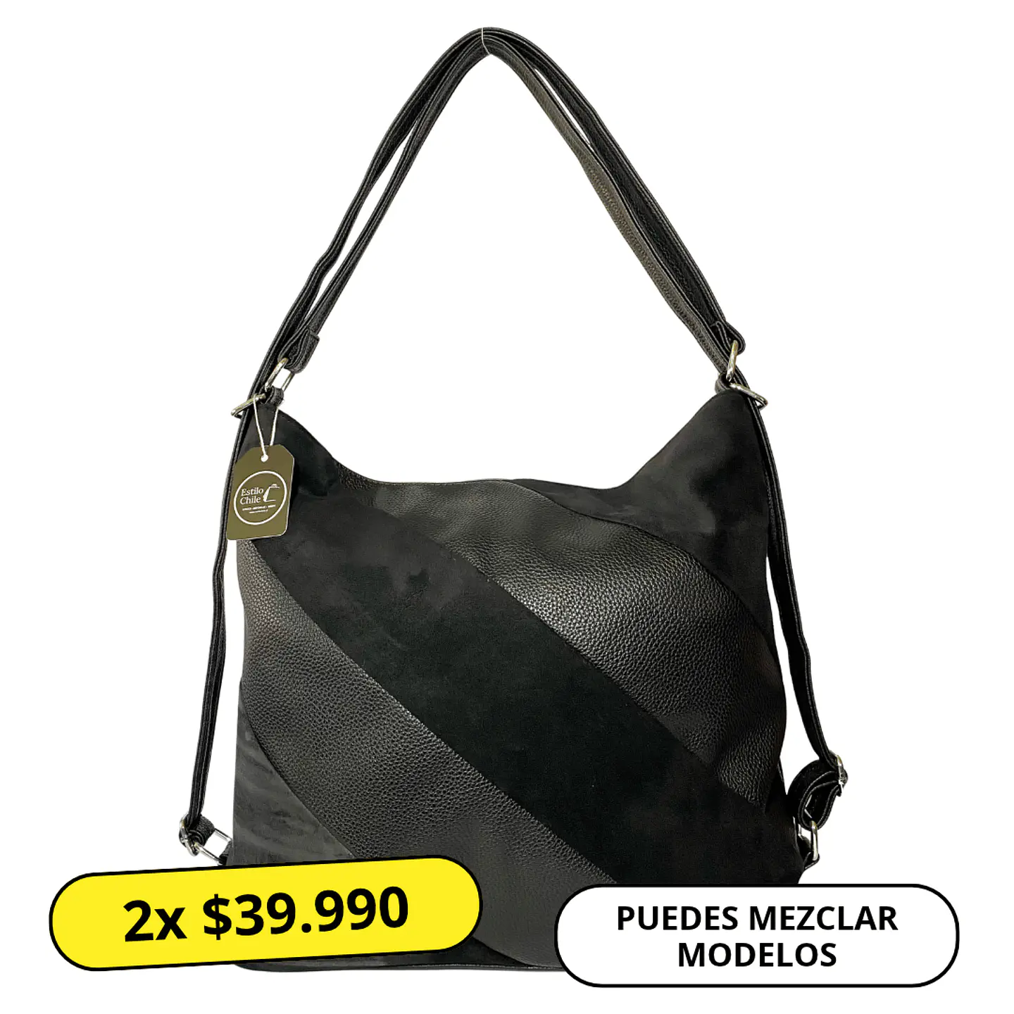 Cartera y Mochila Negra (Con capacidad para Pc 14